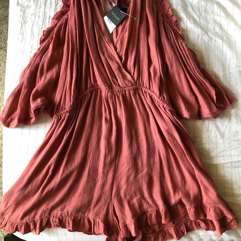 Topshop coral romper